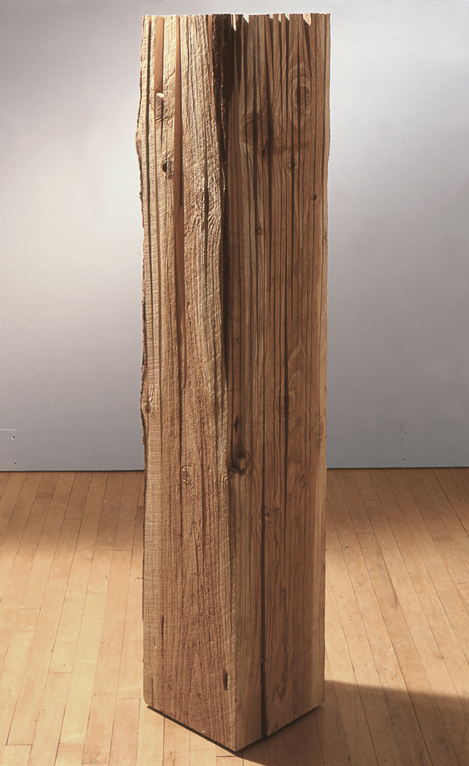 Image of floor standing "Measure VI" sculpture created from bandsawn wood