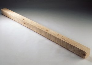 Image of floor standing "Measure XII" sculpture created from handsawn wood
