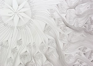 Detail image of "Order" text drawing created with graphite on paper